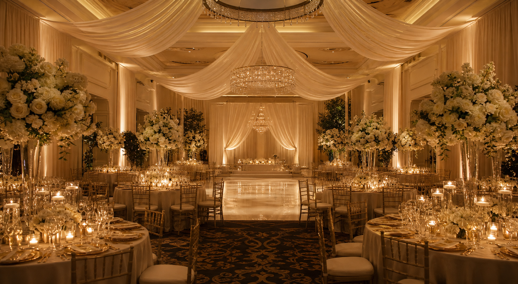 Luxury candlelit wedding reception