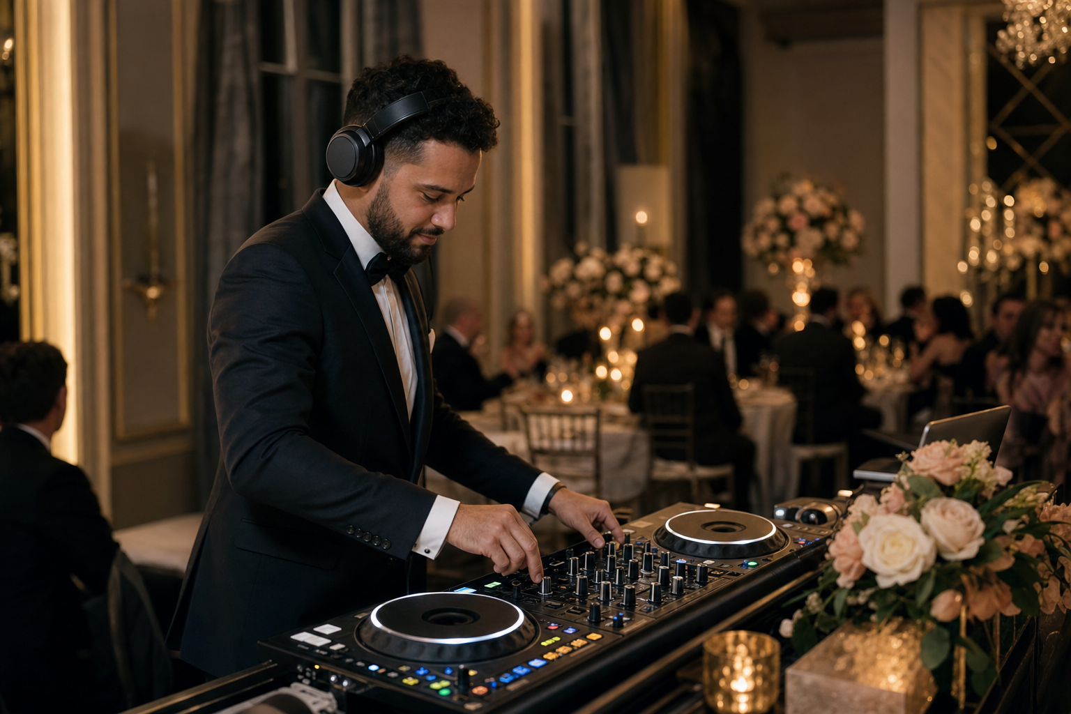 Professional DJ performing at an elegant luxury event